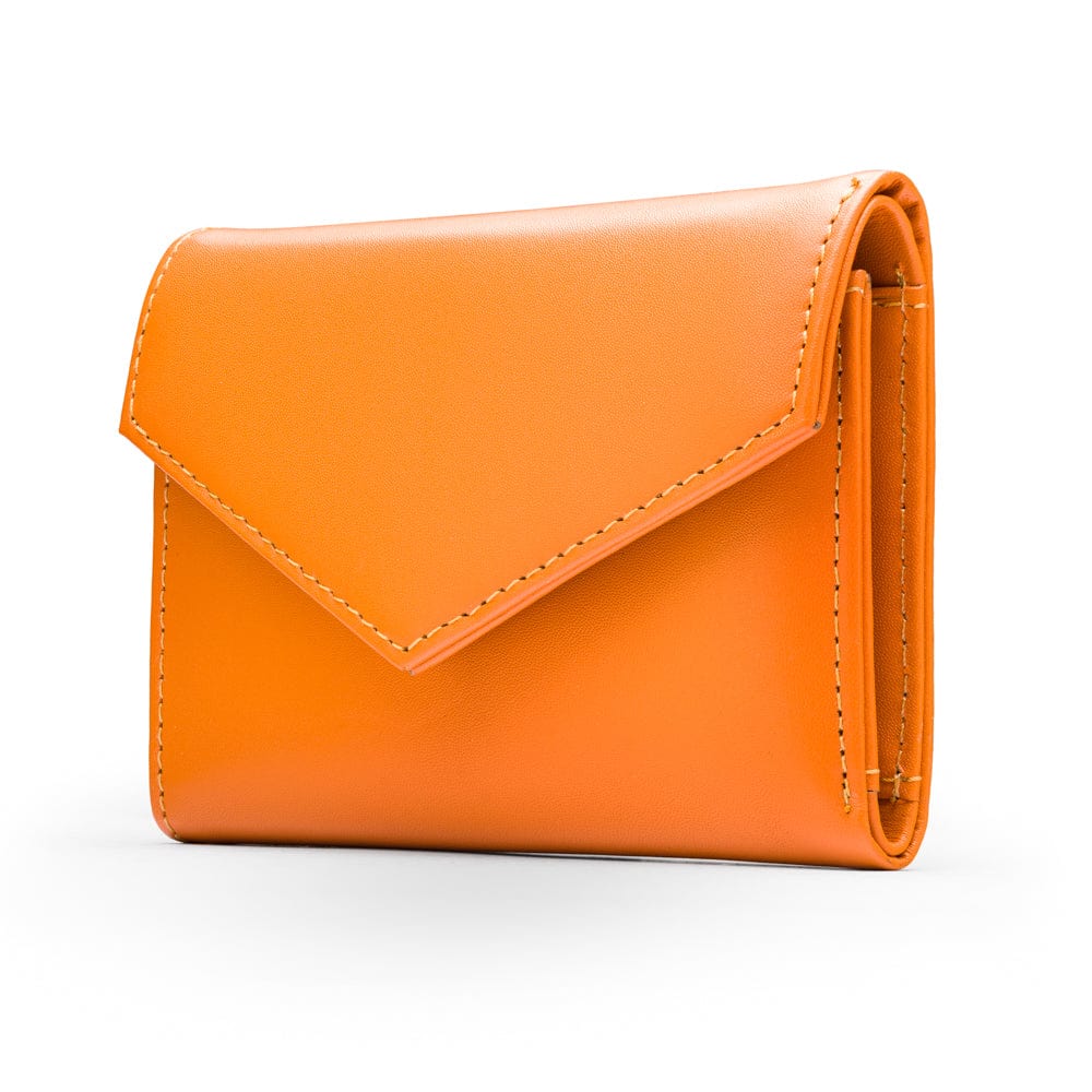 RFID blocking leather envelope purse, orange, side