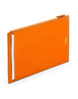 Leather travel document and currency case, orange, back
