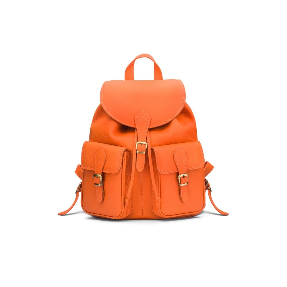 Small leather backpack, orange, front