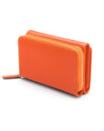 RFID blocking leather tri-fold purse, orange, coin purse