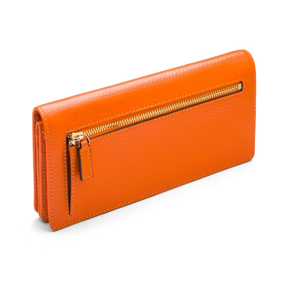 Tall leather Trinity purse, orange, back