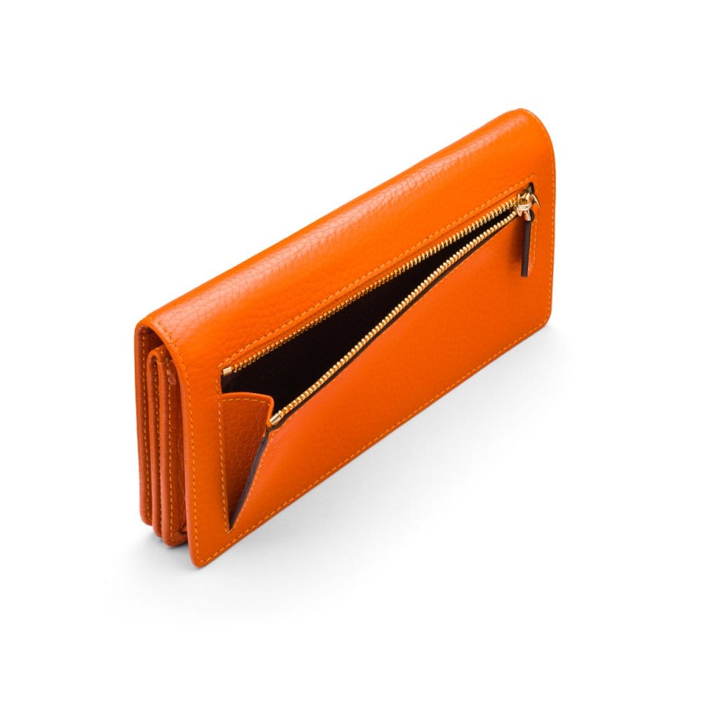 Tall leather Trinity purse, orange, coin purse