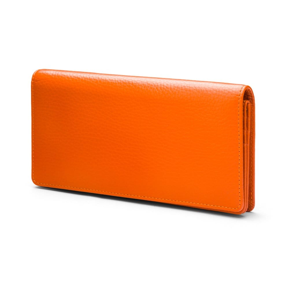 Tall leather Trinity purse, orange, front