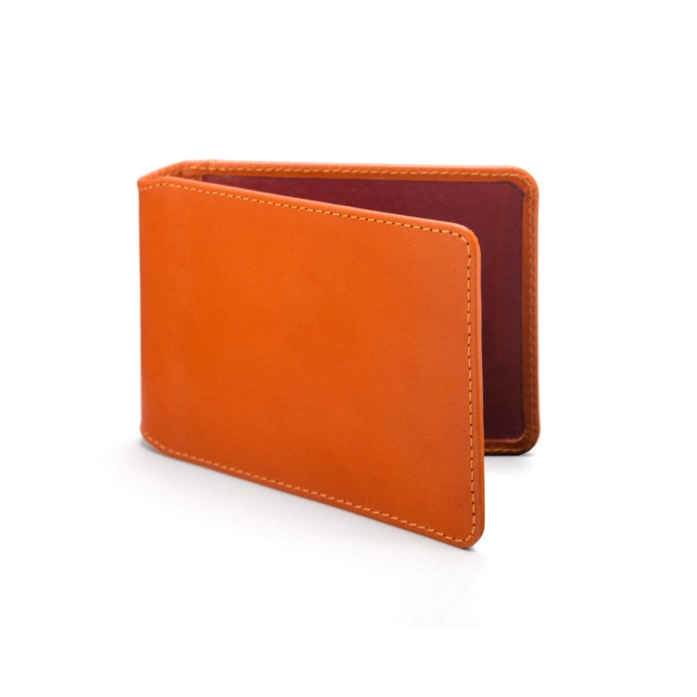 Leather Oyster card holder, orange, front