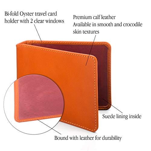Leather Oyster card holder, orange, features