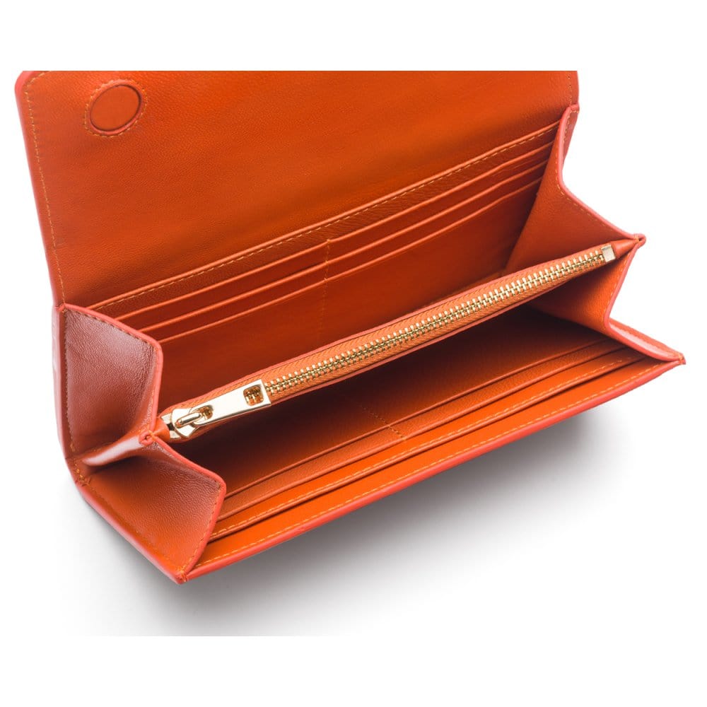 Orange Woven Leather Concertina Tall  Purse