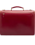 Bridle hide briefcase with brass lock, Harvard, red, back
