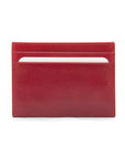 Flat leather credit card wallet 4 CC, red, front