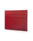 Flat leather credit card wallet 4 CC, red, side