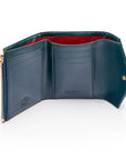 RFID blocking leather envelope purse, petrol green, inside