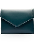 RFID blocking leather envelope purse, petrol green, front