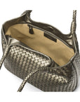 Woven leather shoulder bag, pewter, without inner bag