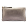 Medium leather makeup bag, pewter, front view