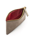 Medium leather makeup bag, pewter, inside view