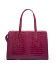 Ladies' leather 15" laptop handbag, pink croc, front