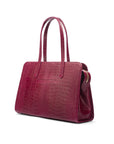 Ladies' leather 15" laptop handbag, pink croc, back view