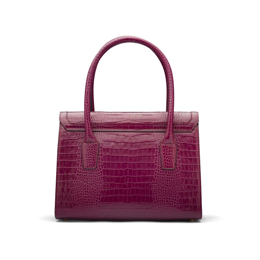 Large leather Morgan bag, pink croc, back view