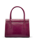 Large leather Morgan bag, pink croc, back view