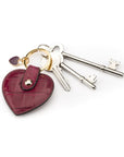 Leather heart shaped key ring, pink croc