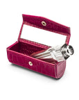 Leather lipstick case, pink croc, inside view