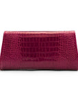 Leather clutch bag, pink croc, back view