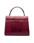 Leather top handle bag, Burnett bag, pink croc, back view