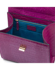 Leather signature Morgan bag, pink croc, inside view