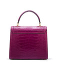 Leather signature Morgan bag, pink croc, back view