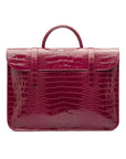 Leather music bag, pink croc, front