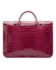 Leather music bag, pink croc, back