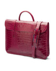 Leather music bag, pink croc, side