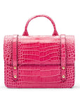 Mini top handle Harmony music bag, pink croc, front view