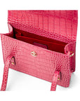 Mini top handle Harmony music bag, pink croc, inside view