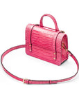 Mini top handle Harmony music bag, pink croc, side view