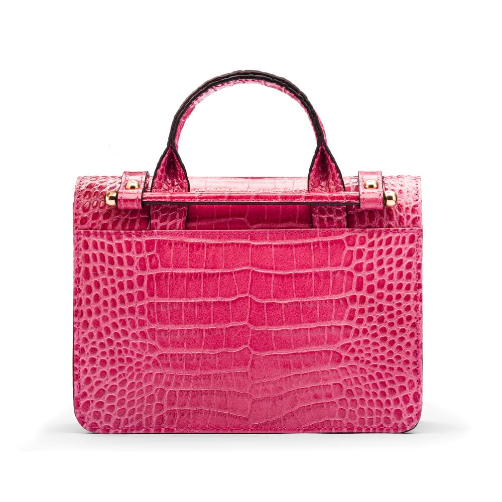 Mini top handle Harmony music bag, pink croc, back view