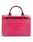 Mini top handle Harmony music bag, pink croc, back view