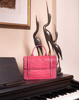 Mini top handle Harmony music bag, pink croc, lifestyle