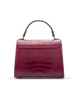 Mini Burnett small top handle bag, pink croc, back view