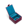 Compact leather jewellery box, pink croc, inside