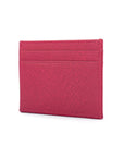 Flat leather credit card wallet 4 CC, pink, side