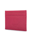 Flat leather credit card wallet 4 CC, pink, back