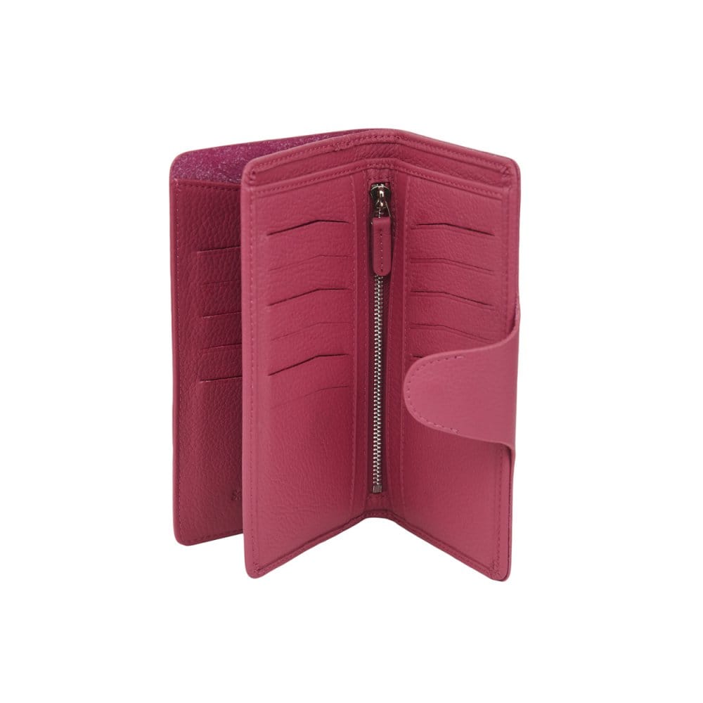 Pink Full Grain Tall Leather Clutch Purse