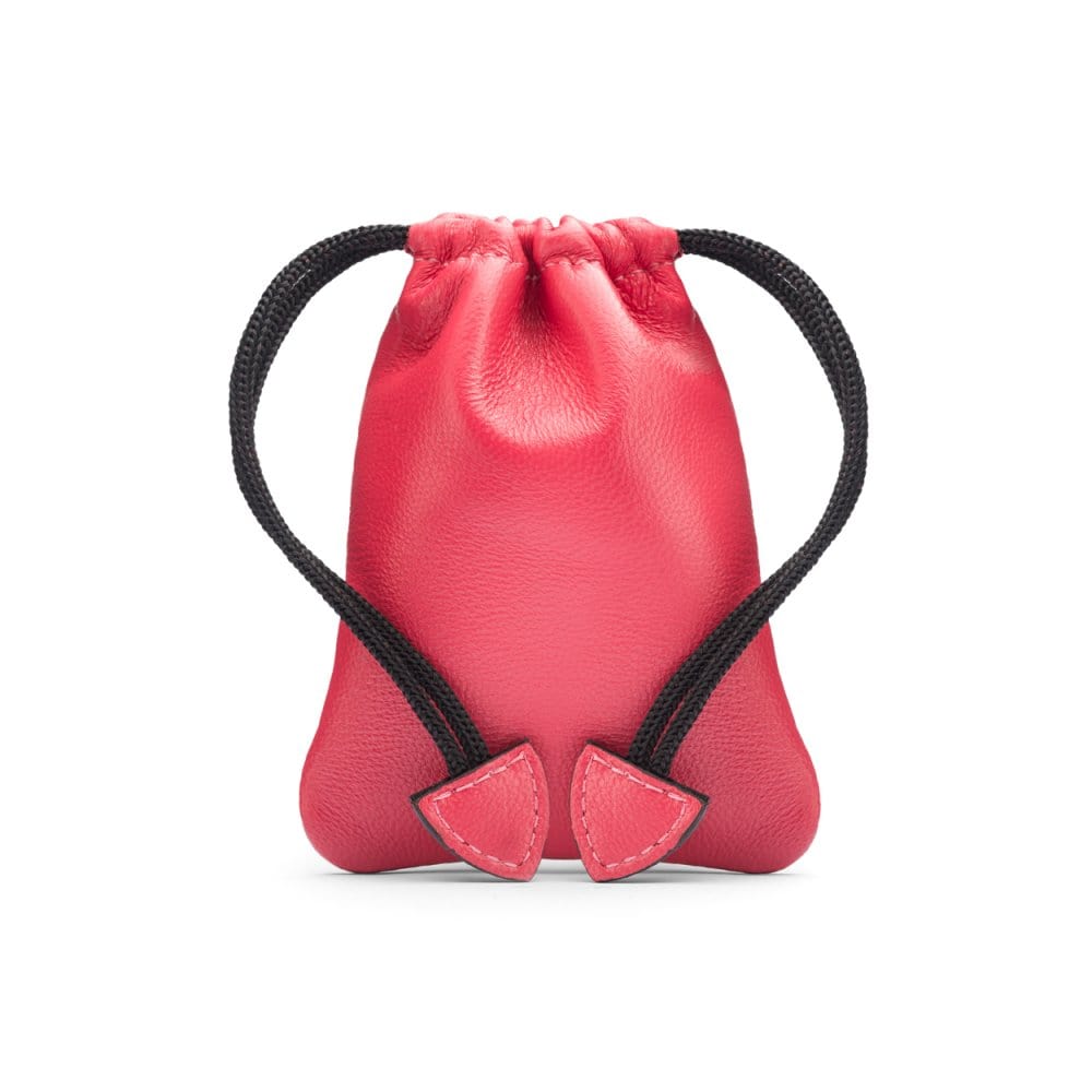 Pink  Leather Drawstring Coin Pouch