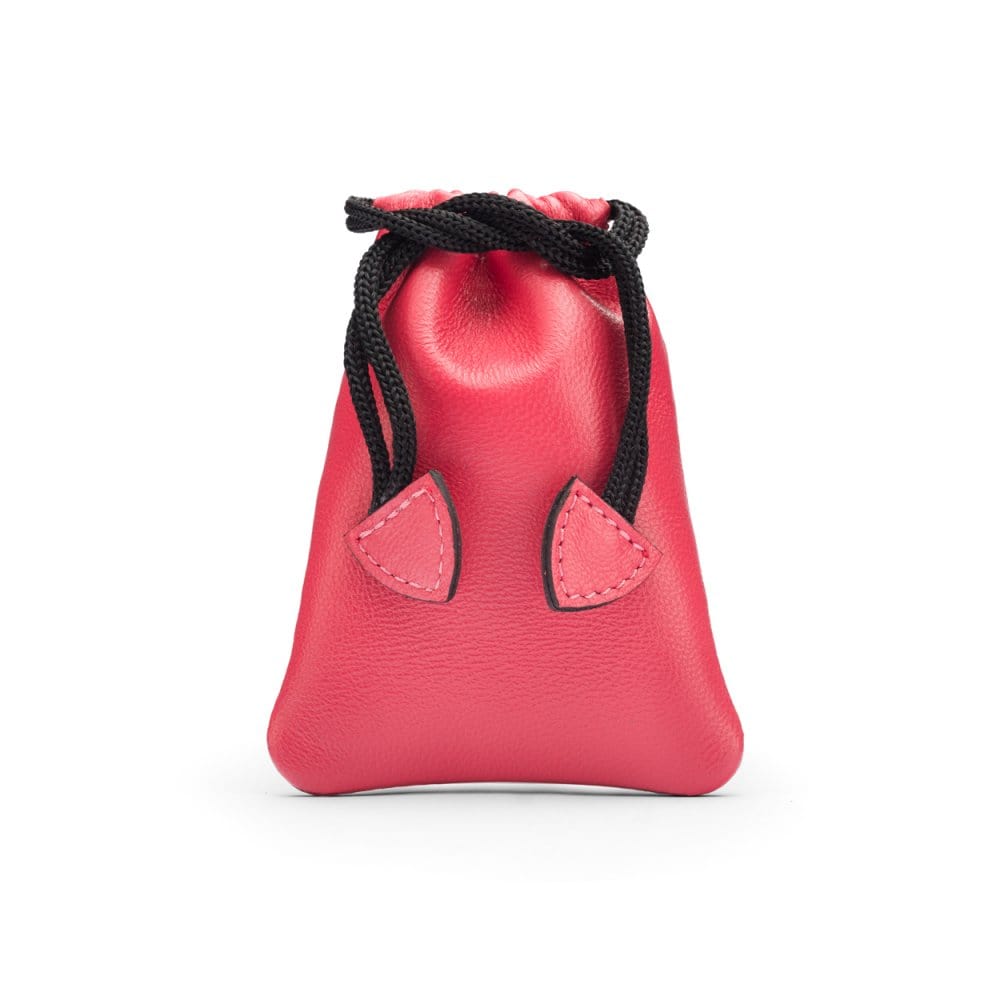 Pink  Leather Drawstring Coin Pouch