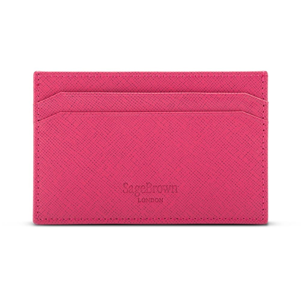 Flat Leather Card Case, Pink, Flat Card Holders
