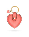 Leather heart shaped key ring, pink, front