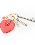 Leather heart shaped key ring, pink