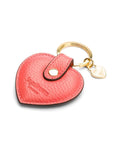 Leather heart shaped key ring, pink, back