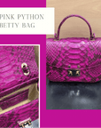 Small real python top handle bag, pink