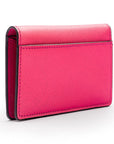 RFID bifold credit card holder, pink saffiano, back view